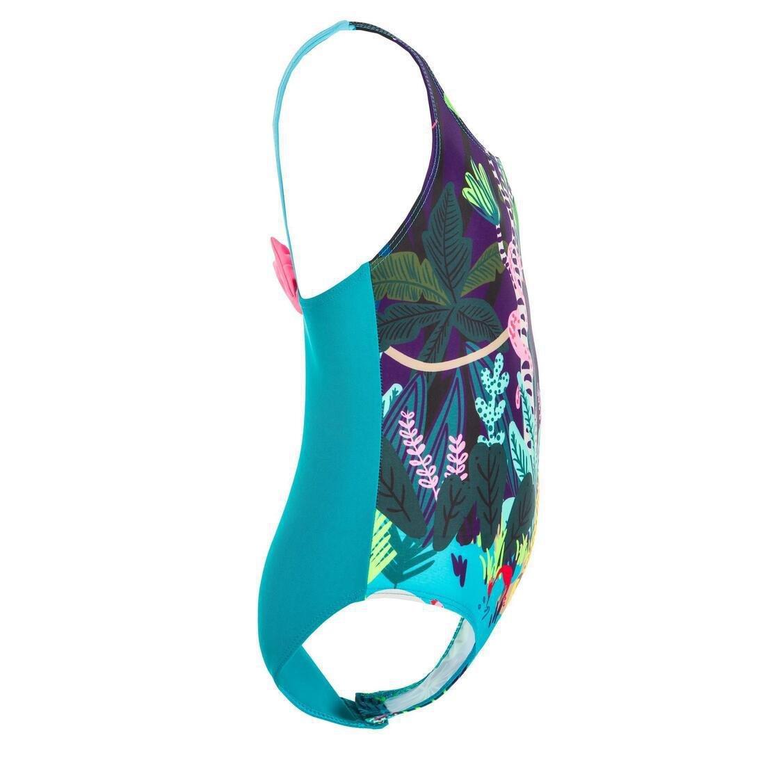 3-4Y Baby Girl's One-Piece Swimsuit -  Animal Print, Blue, , large image number 3