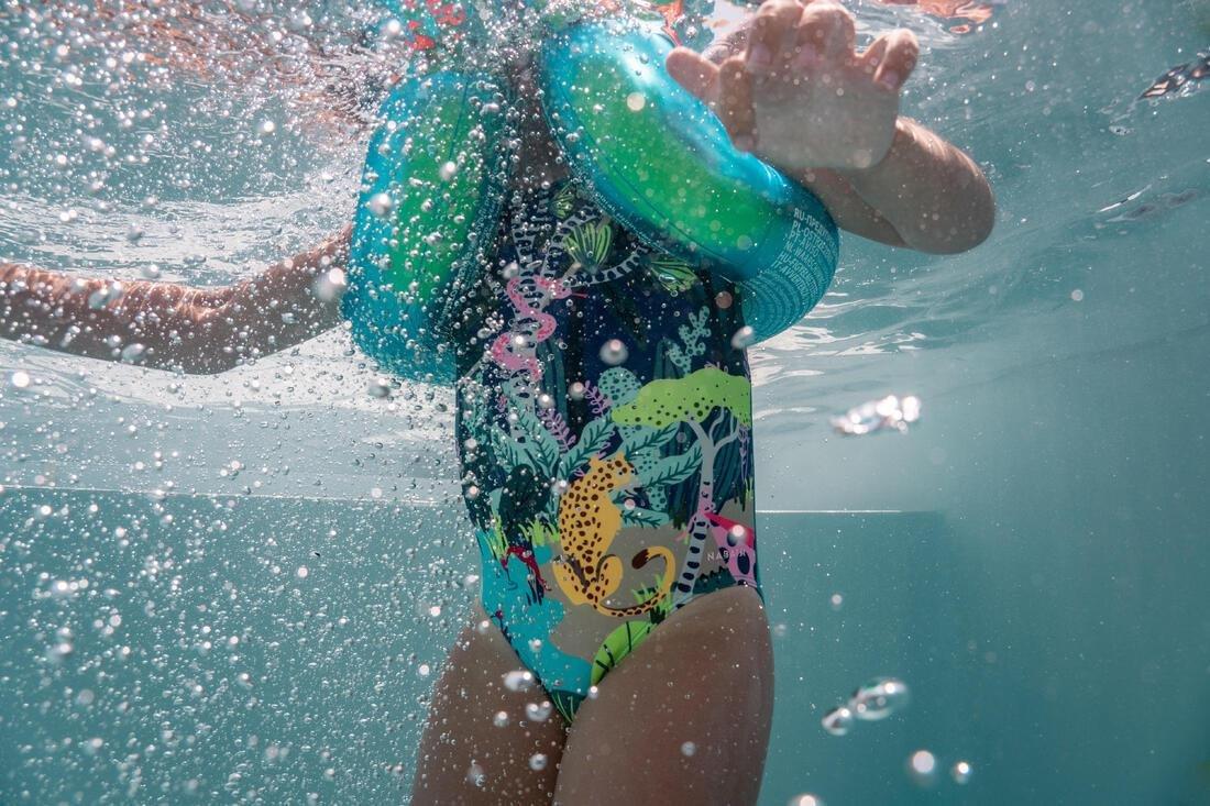 3-4Y Baby Girl's One-Piece Swimsuit -  Animal Print, Blue, , large image number 5