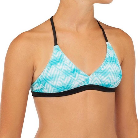 OLAIAN - 10-11Y  Girl's Surf Swimsuit Triangle Top BETTY 500, Dark Peacock Blue