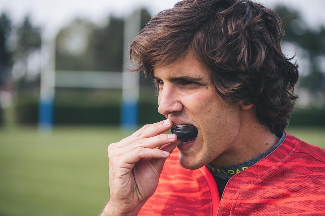 Rugby Mouthguard R500 Size L (Players Over 1.70 m), Petrol Blue, , large image number 7