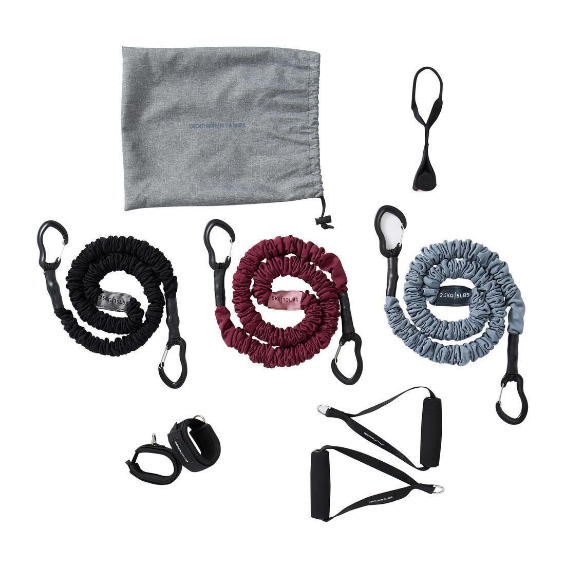 Fitness 2.5 kg / 5 lb Elastic Resistance Band with Handles, Mouse Grey, , large image number 10