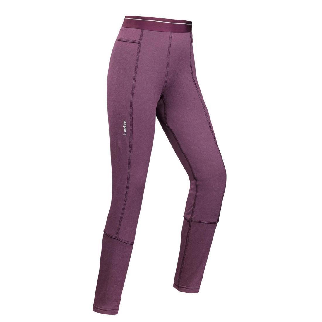 14-15Y Children's Skiing Base Layer Bottoms 2Warm - Plum, Damson, , large image number 0