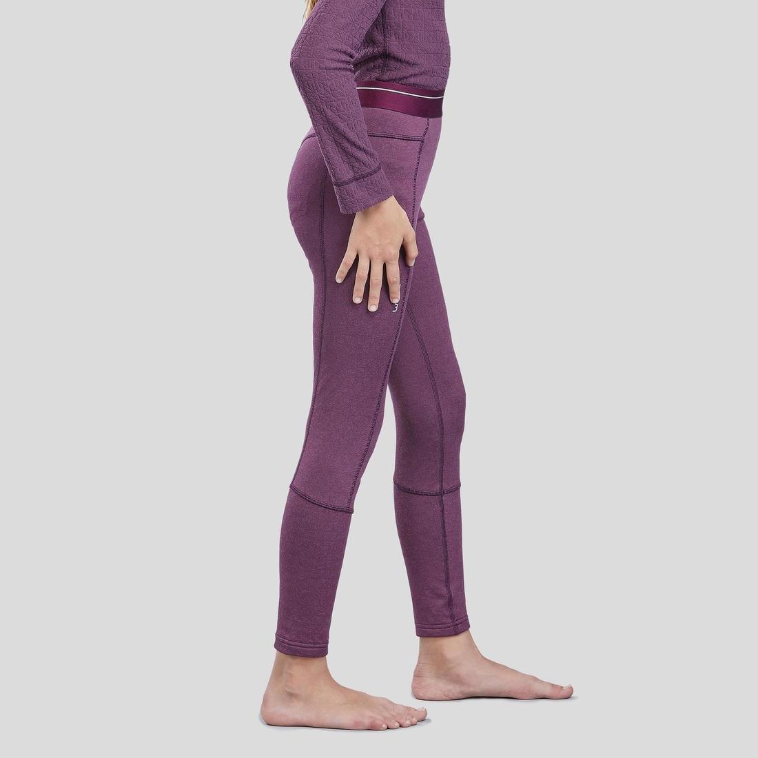 14-15Y Children's Skiing Base Layer Bottoms 2Warm - Plum, Damson, , large image number 2