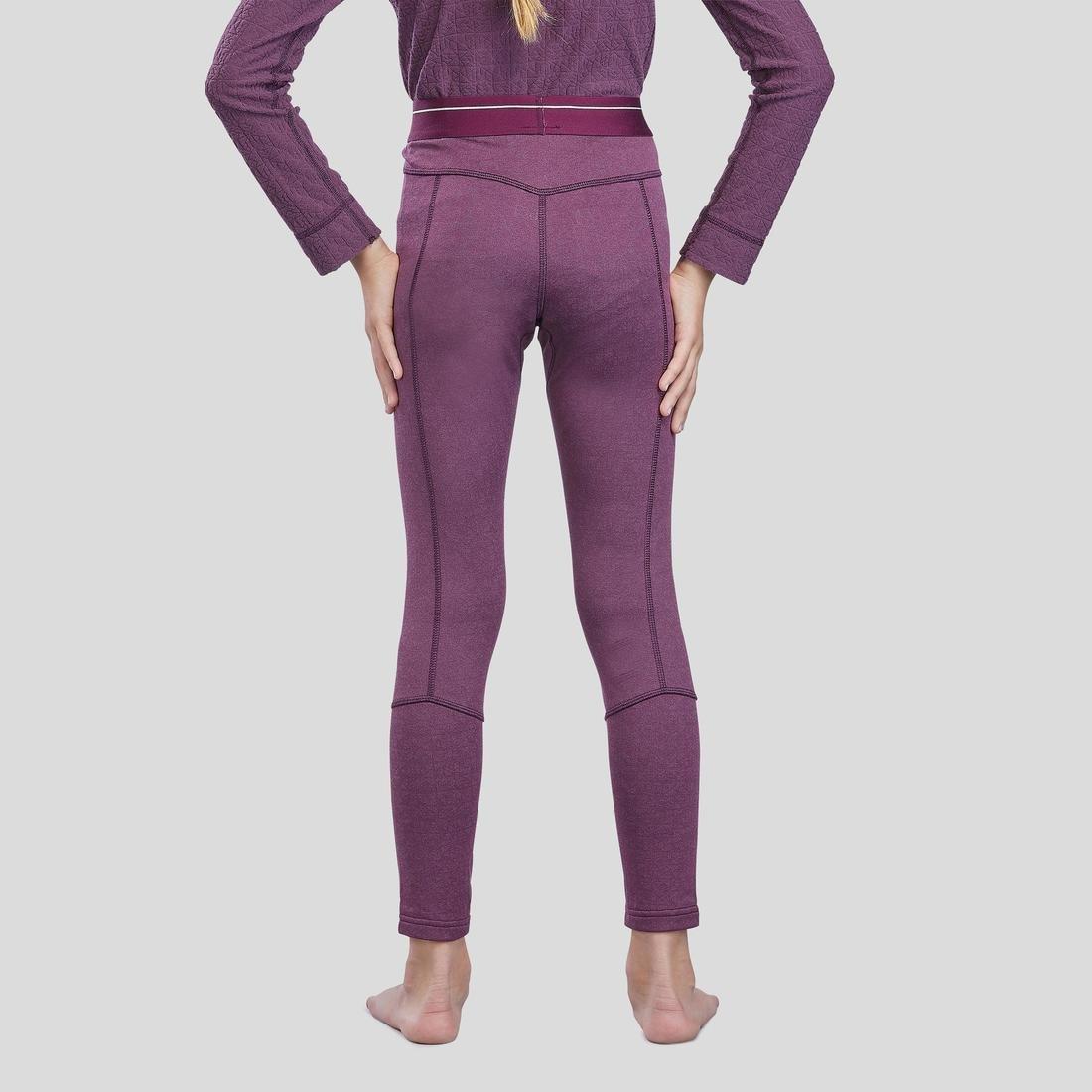 14-15Y Children's Skiing Base Layer Bottoms 2Warm - Plum, Damson, , large image number 3
