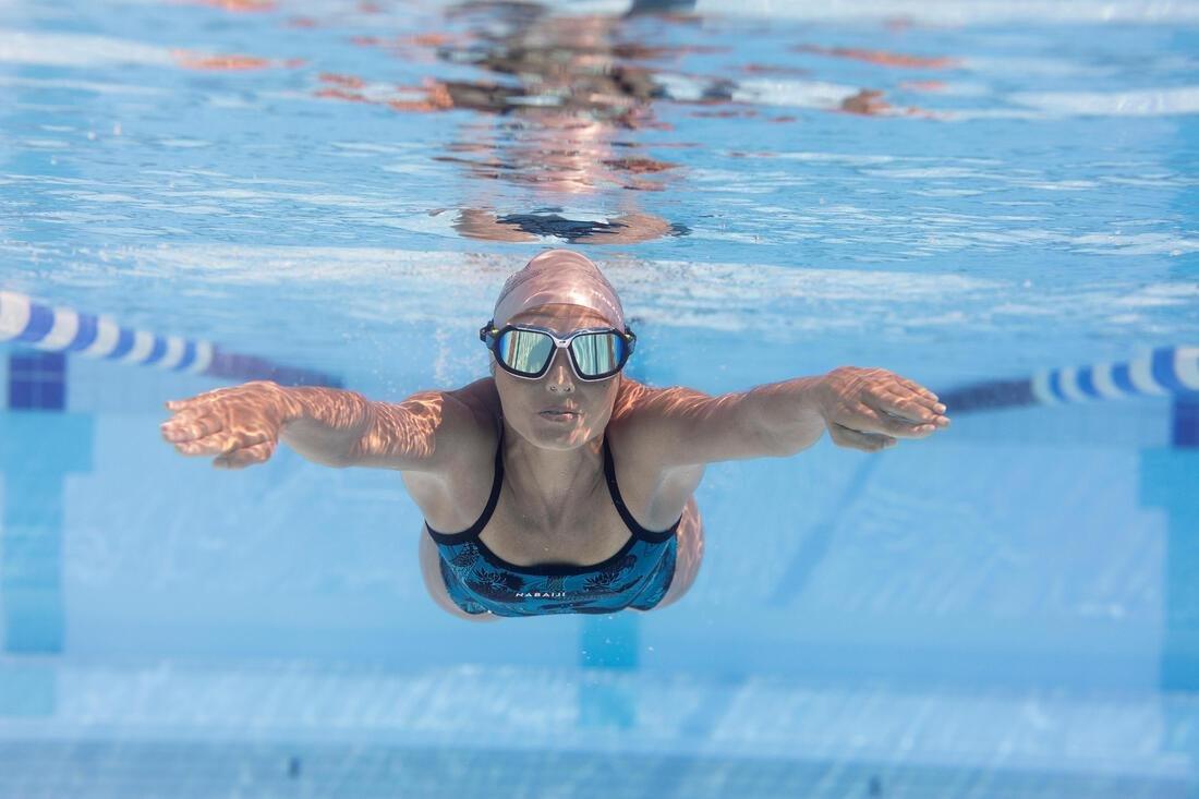 Large  500 Active Swimming Mask - White Grey, Clear Lenses, , large image number 3
