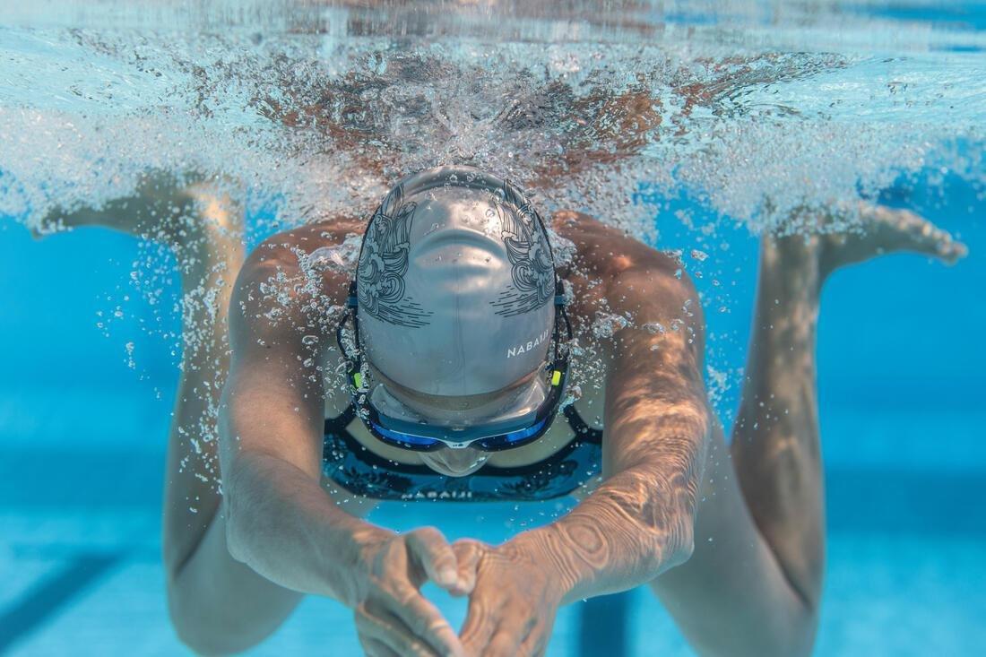 Large  500 Active Swimming Mask - White Grey, Clear Lenses, , large image number 4