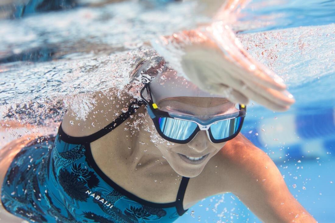 Large  500 Active Swimming Mask - White Grey, Clear Lenses, , large image number 5
