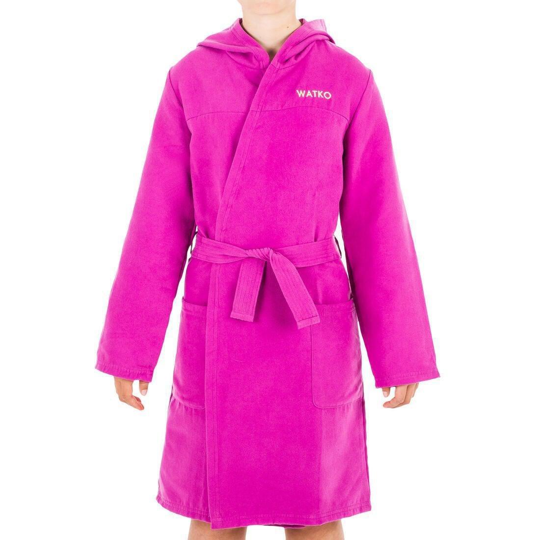 12-13Y Kids' Compact Microfibre Pool Bathrobe, Aubergine, , large image number 12