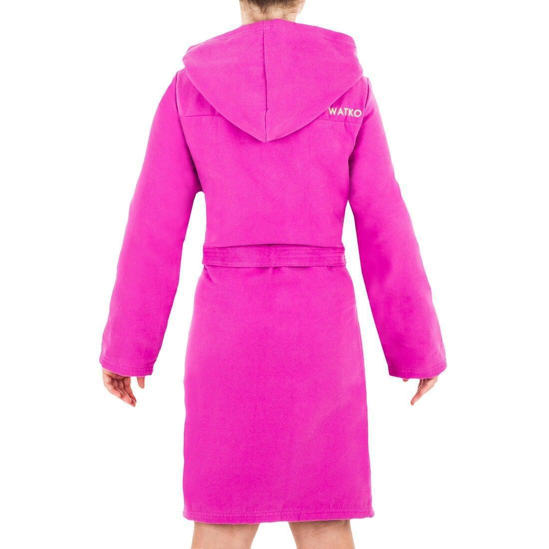 12-13Y Kids' Compact Microfibre Pool Bathrobe, Aubergine, , large image number 14
