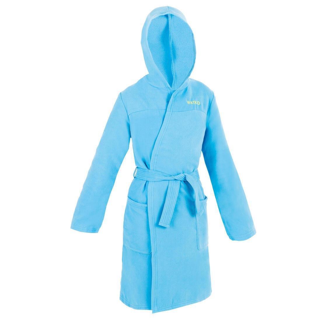 Unisex Kids Compact Microfibre Pool Bathrobe, Blue, , large image number 6