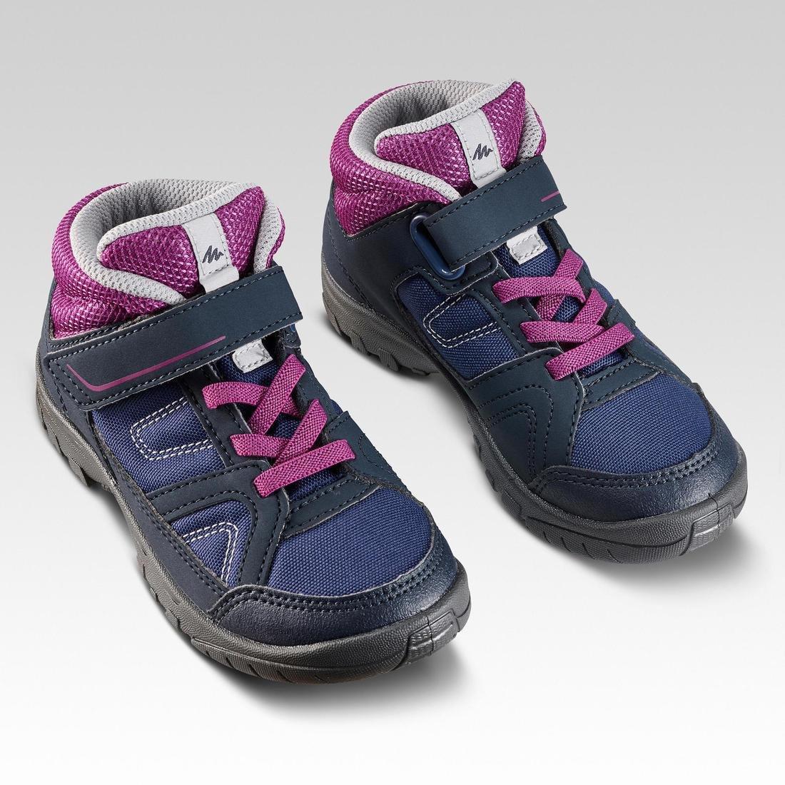 EU 28  Kids High Top Hiking Shoes MH100 MID, Asphalt Blue, , large image number 3