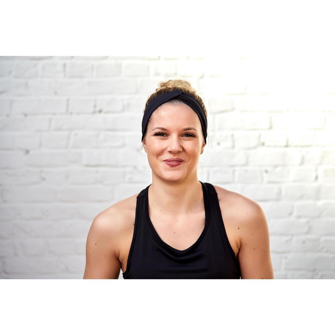 Women's Cardio Fitness Headband with Elastic, Black, , large image number 3