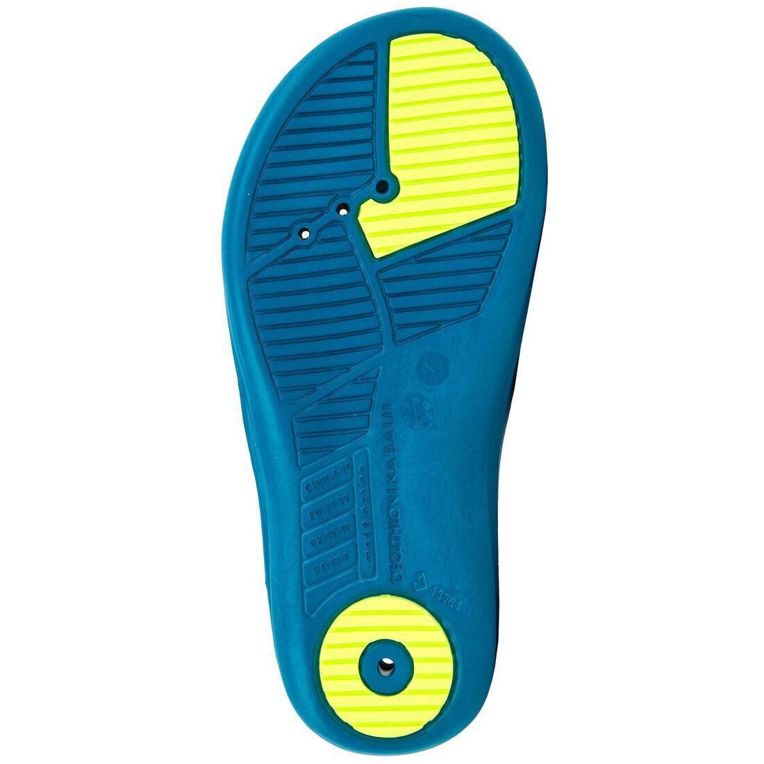 EU 33-34  Kids Pool Flip-Flops- Tonga 500 Print- Beach, Deep Petrol Blue, , large image number 6