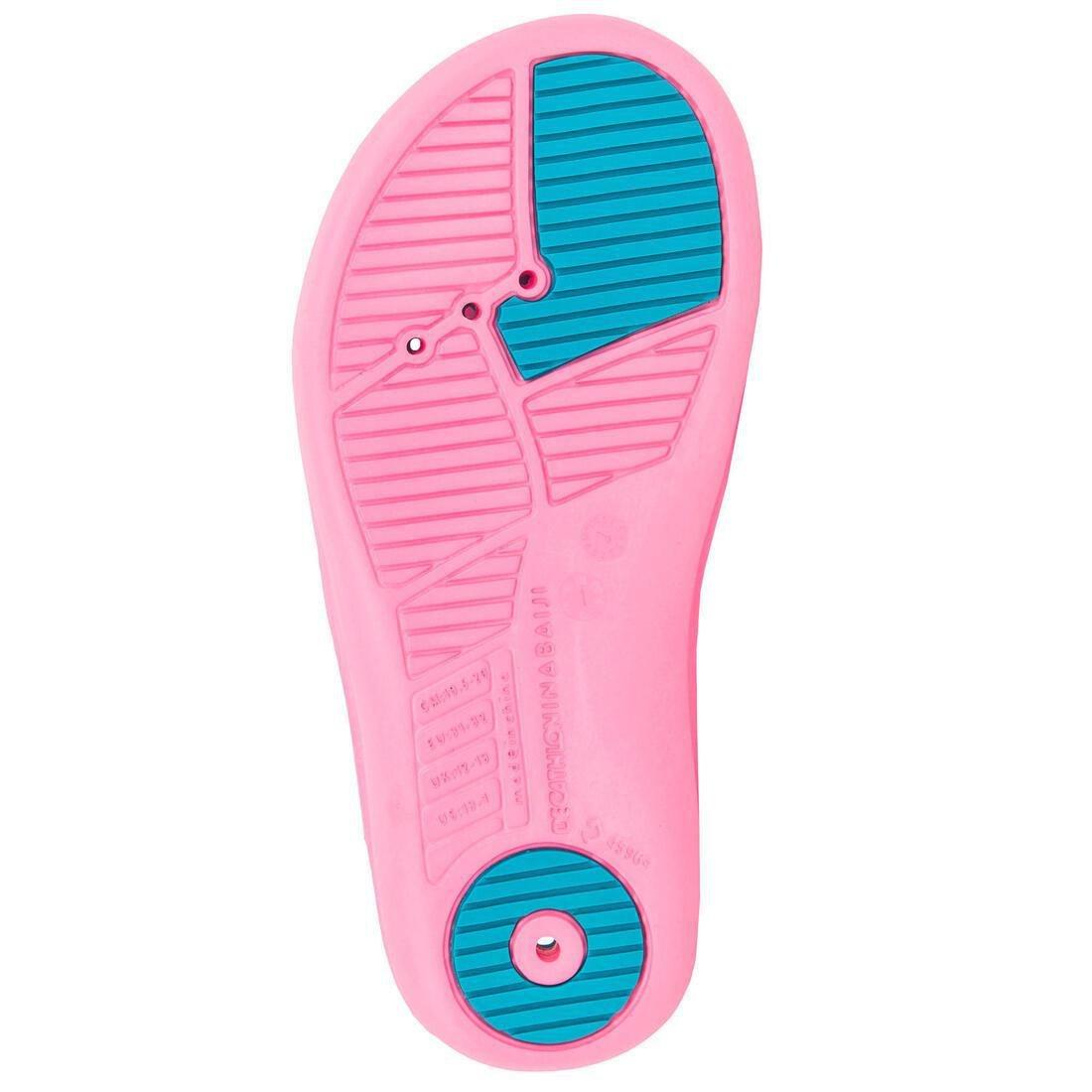 EU 33-34  Kids Pool Flip-Flops- Tonga 500 Print- Beach, Deep Petrol Blue, , large image number 12