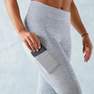 DOMYOS - Small Women's Weight Training Push-Up Leggings with Pocket, Zinc Grey