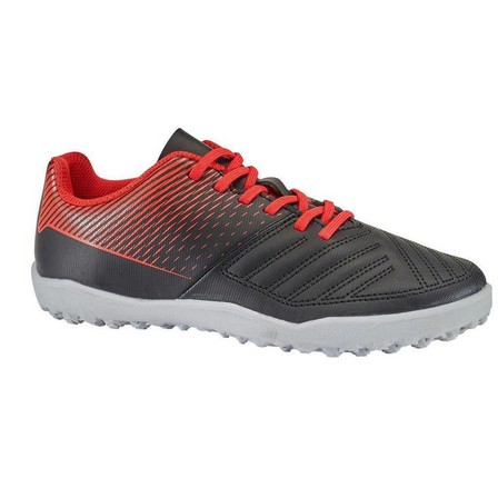 KIPSTA - حذاء كرة قدم برقبة للأرضيات الصلبة أجيليتي 100 ت.ف مقاس 35 أوروبي - أسود/أحمر