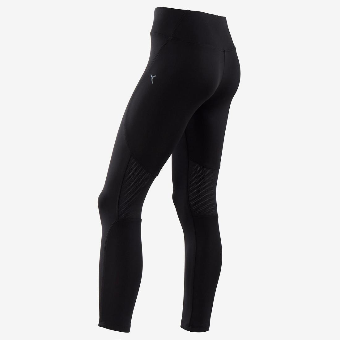 10-11Y  Girls' Breathable Synthetic Gym Leggings S500 Print, Black, , large image number 7