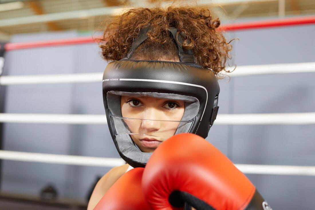 Unisex Kids Boxing Helmet With Built-In Face Protection, Black, , large image number 6
