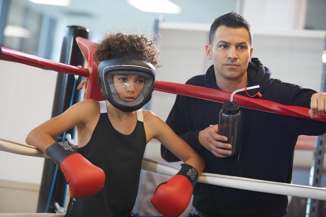 Unisex Kids Boxing Helmet With Built-In Face Protection, Black, , large image number 9