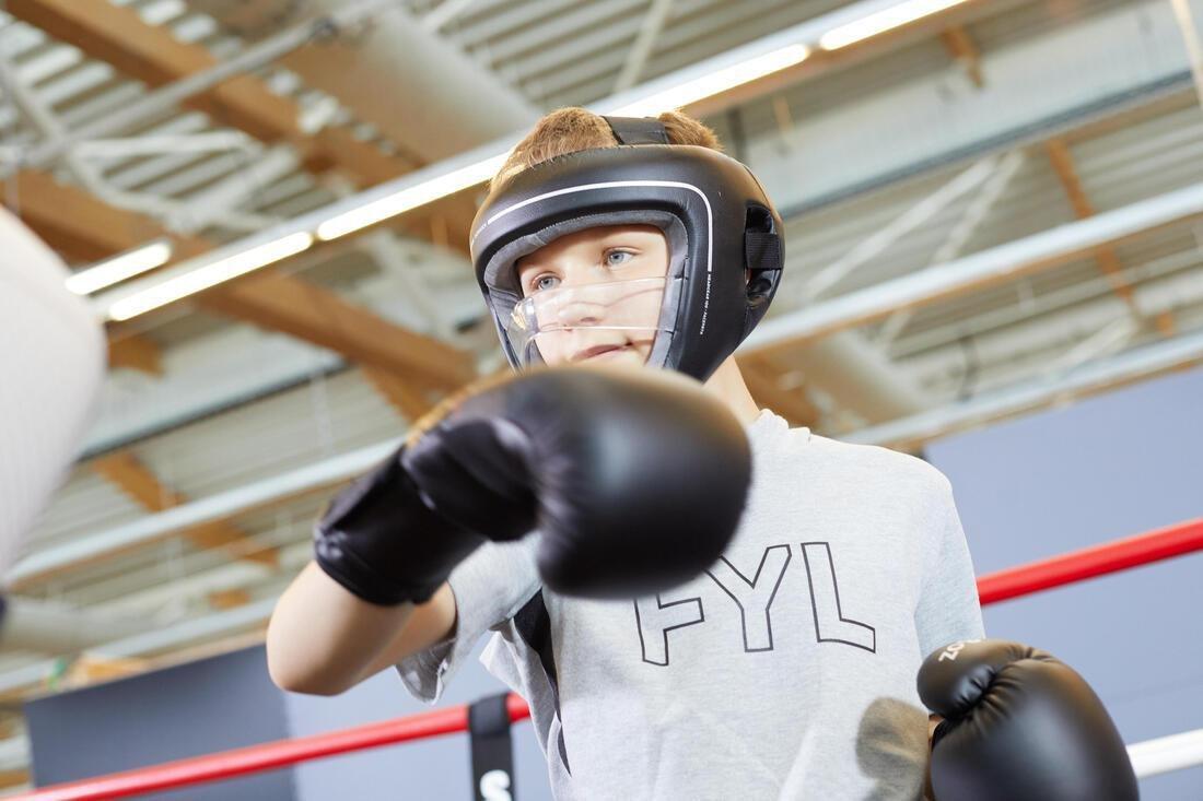 Unisex Kids Boxing Helmet With Built-In Face Protection, Black, , large image number 10