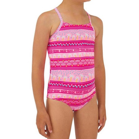 OLAIAN - 7-8 Yrs 1-Piece Swimsuit Hanalei 100, Fluo Pink