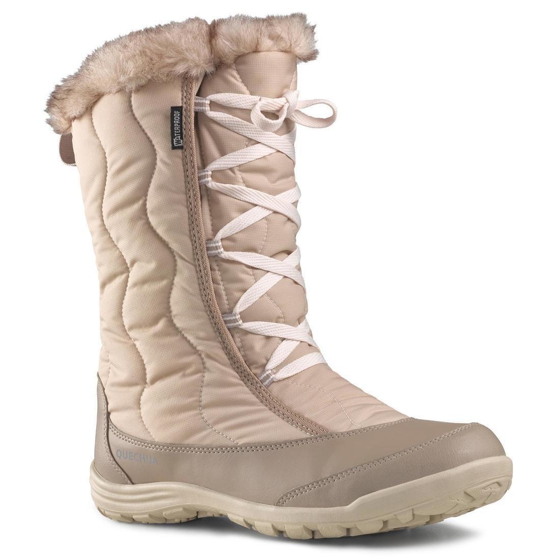 Women Warm And Waterproof Snow Hiking Boots - Sh900, Linen, No Color, large image number 9