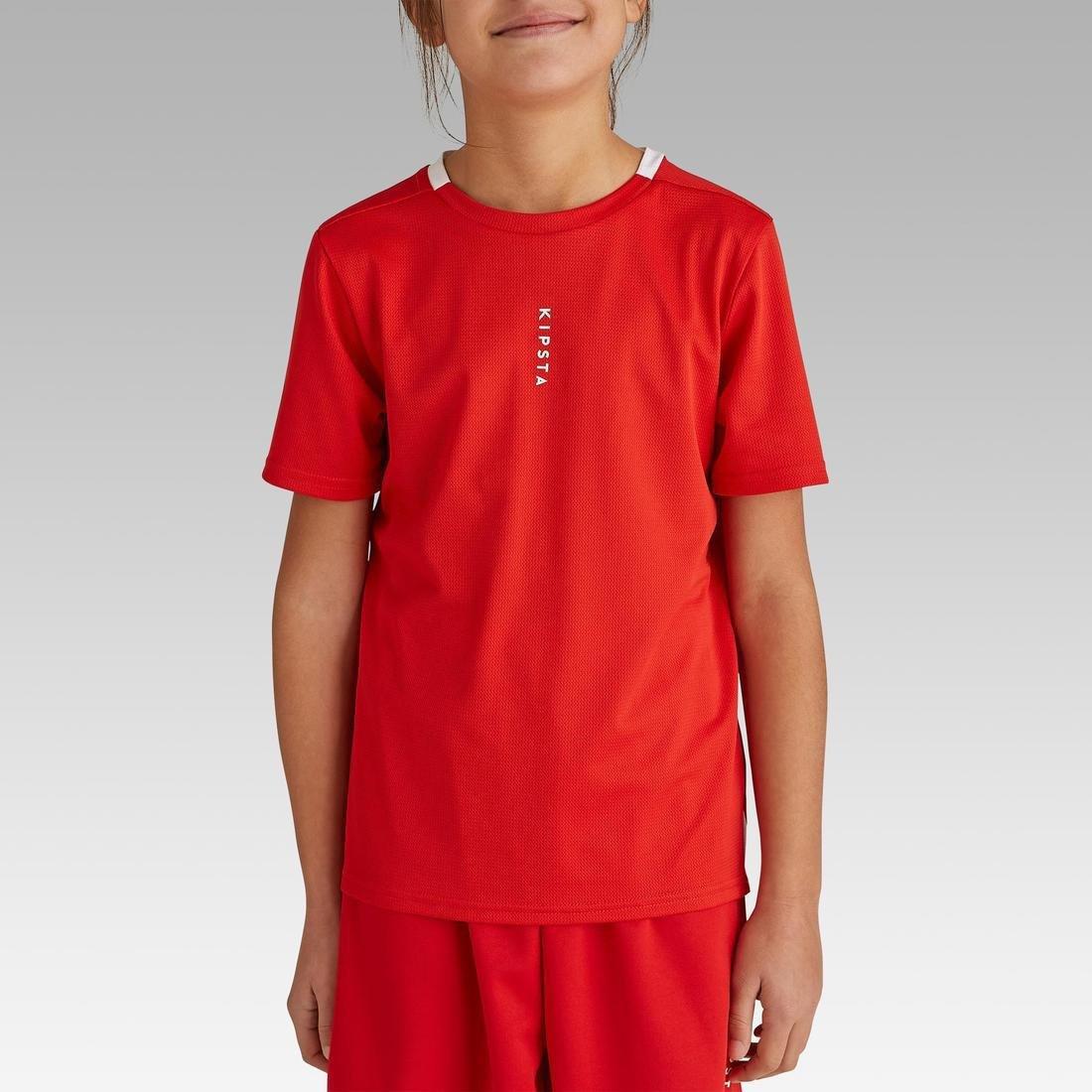 5-6Y  Kids' Football Jersey F100, Scarlet Red, No Color, large image number 2