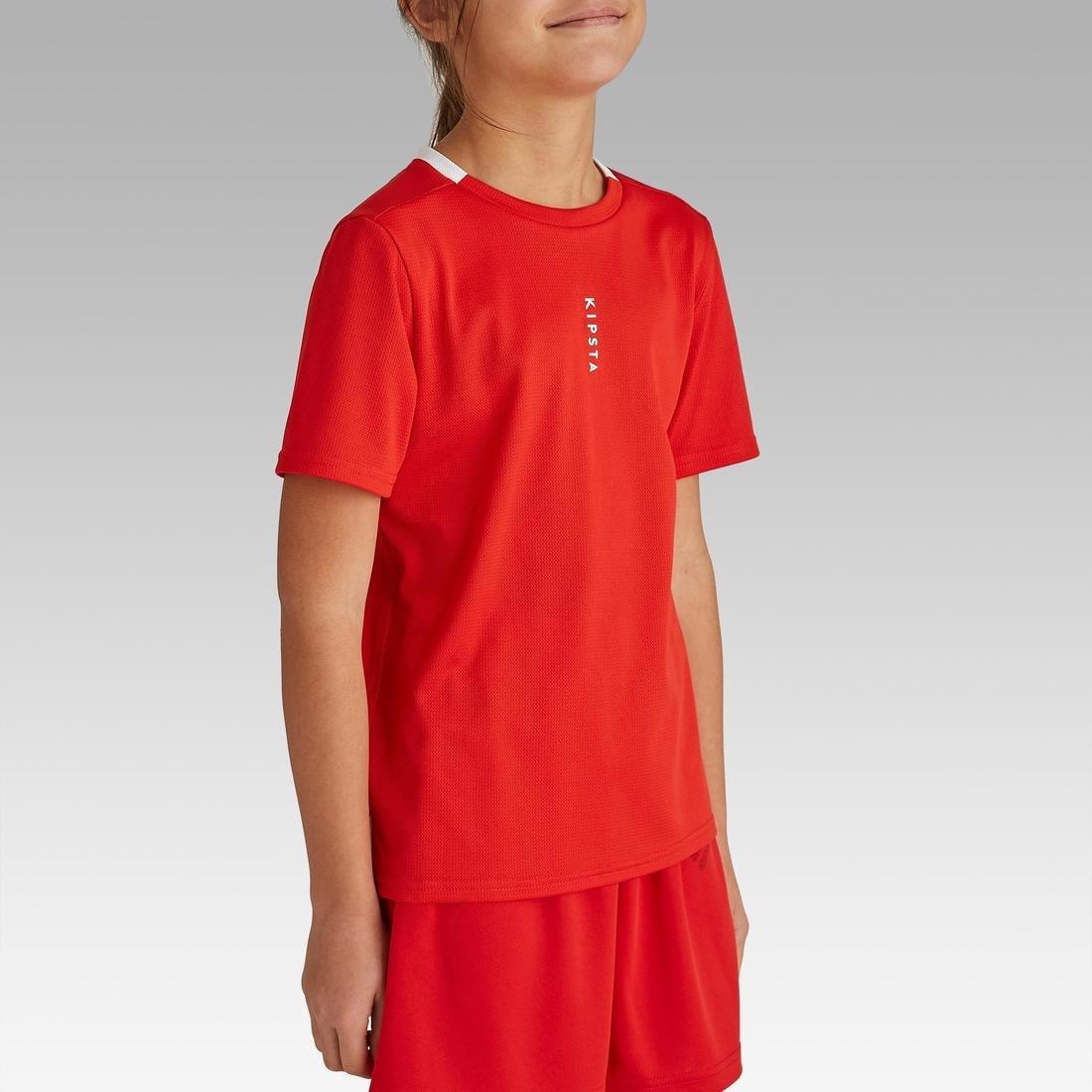 5-6Y  Kids' Football Jersey F100, Scarlet Red, No Color, large image number 3