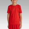 KIPSTA - قميص كرة قدم للأطفال ف.100 من سن 10-11 سنة، أحمر قرمزي