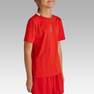 KIPSTA - قميص كرة قدم للأطفال ف.100 من سن 14-15 سنة، أحمر قرمزي