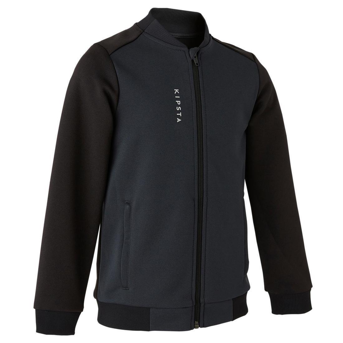 Unisex Kids Football Training Jacket T100, Black, , large image number 0