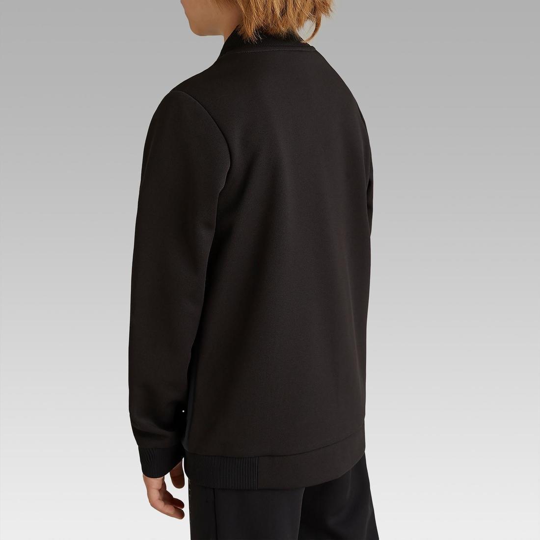 Unisex Kids Football Training Jacket T100, Black, , large image number 4