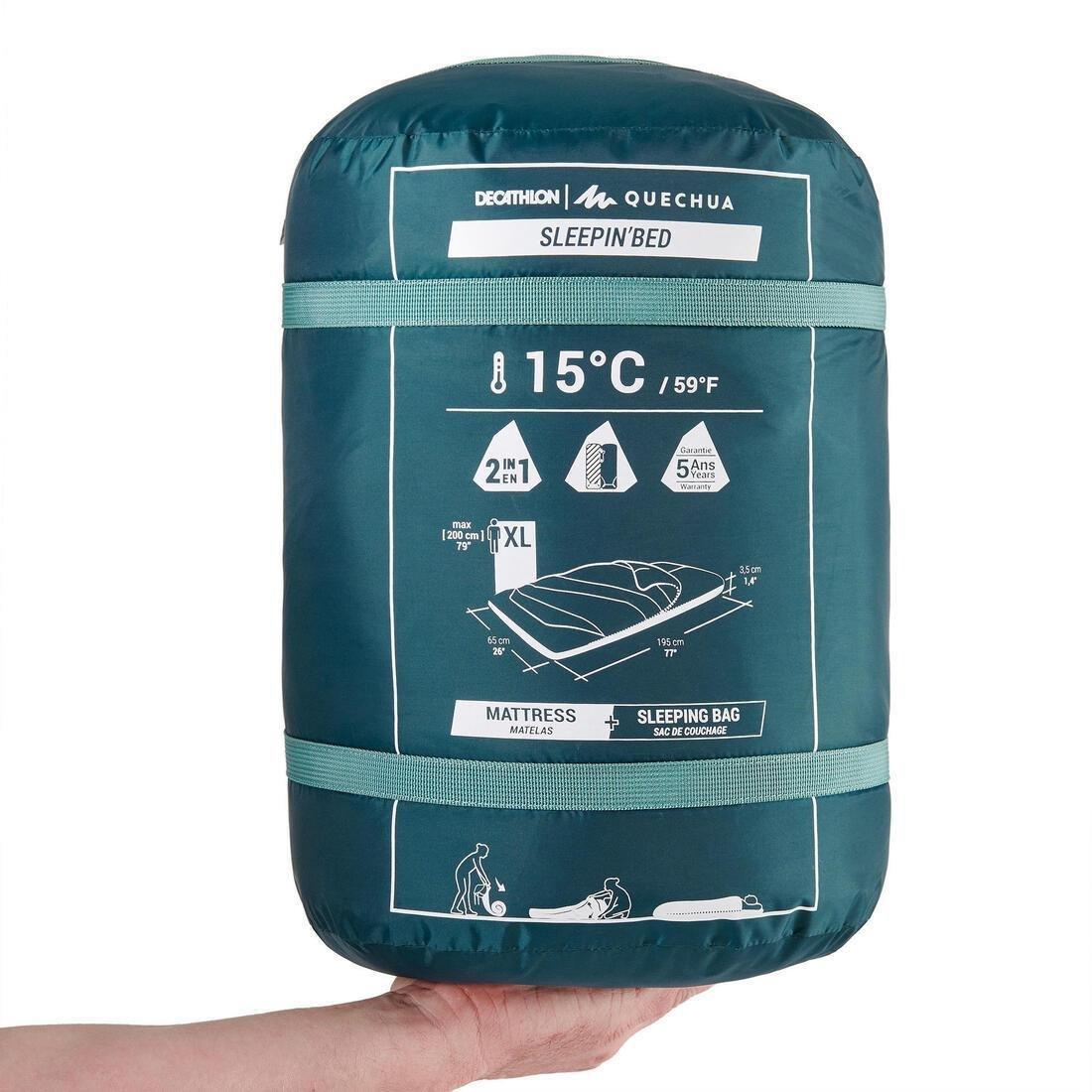 2-In-1 Sleeping Bag Mh500 15 Degree Celsius, Navy, No Color, large image number 6