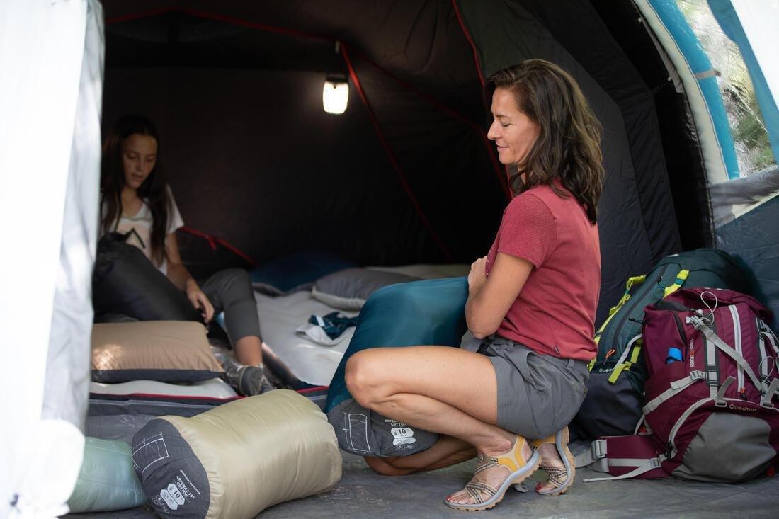 Cotton Sleeping Bag for Camping Arpenaz 10� Cotton, Dark Petrol Blue, No Color, large image number 7