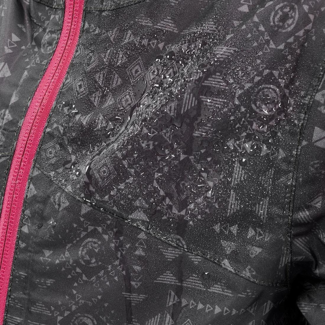 Kids Girls Hiking Waterproof Jacket Mh150 - Tribal Print, Navy, , large image number 8