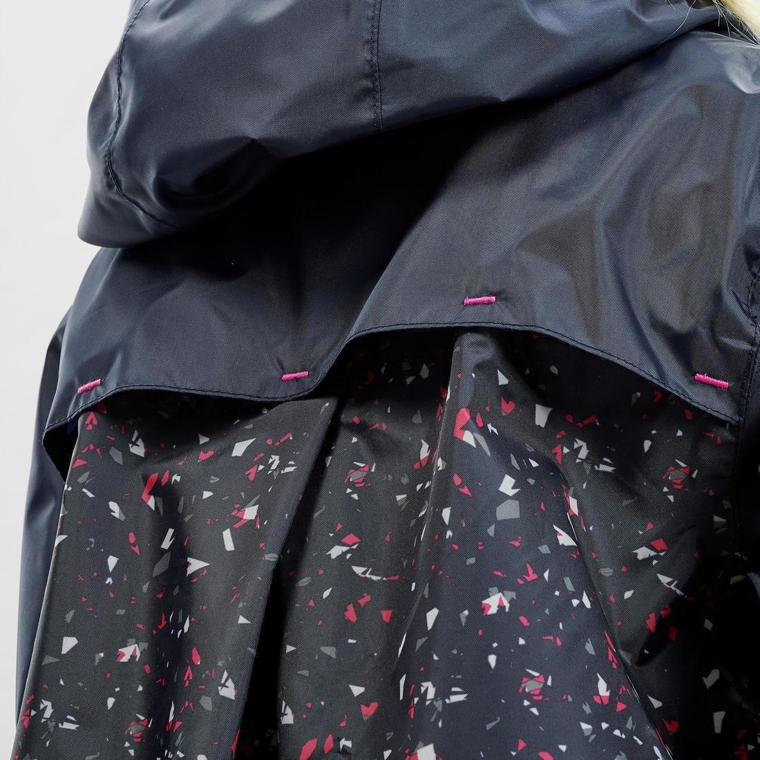 Kids Girls Hiking Waterproof Jacket Mh150 - Tribal Print, Navy, , large image number 14