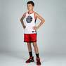 TARMAK - 6-7Y  SH500R Boys'/Girls' Intermediate Basketball Reversible Shorts, Scarlet Red