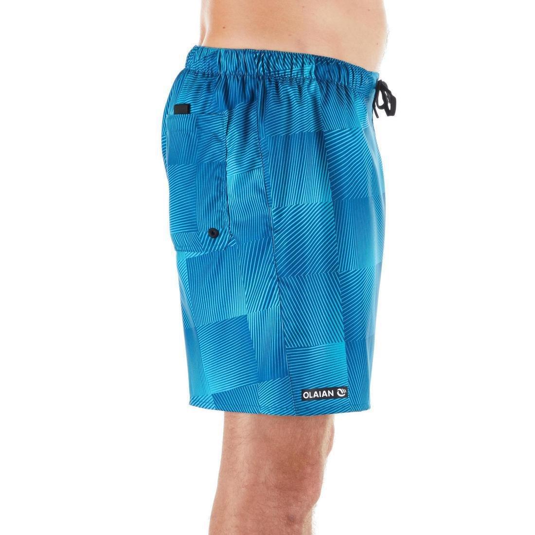 شورت لركوب الأمواج مربعات 100، أزرق، مقاس XL, , large image number 7
