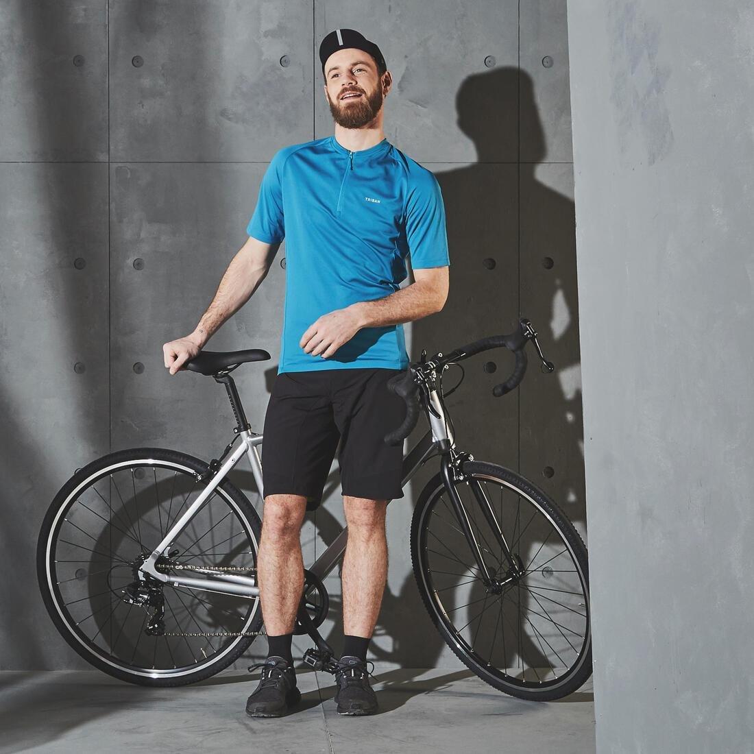 Large  Men's Road Cycling Short-Sleeved Jersey, Teal Blue, , large image number 4