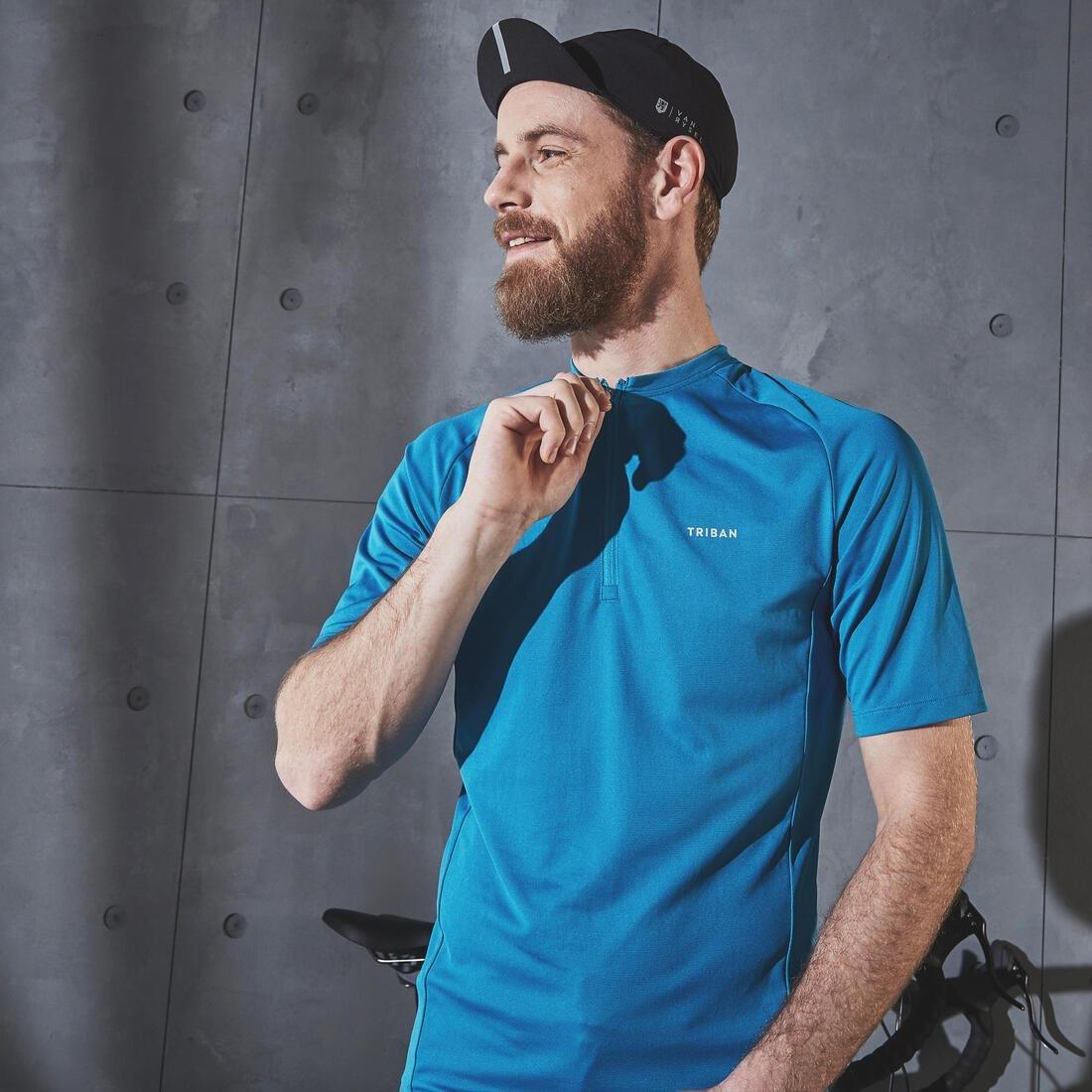 Large  Men's Road Cycling Short-Sleeved Jersey, Teal Blue, , large image number 5
