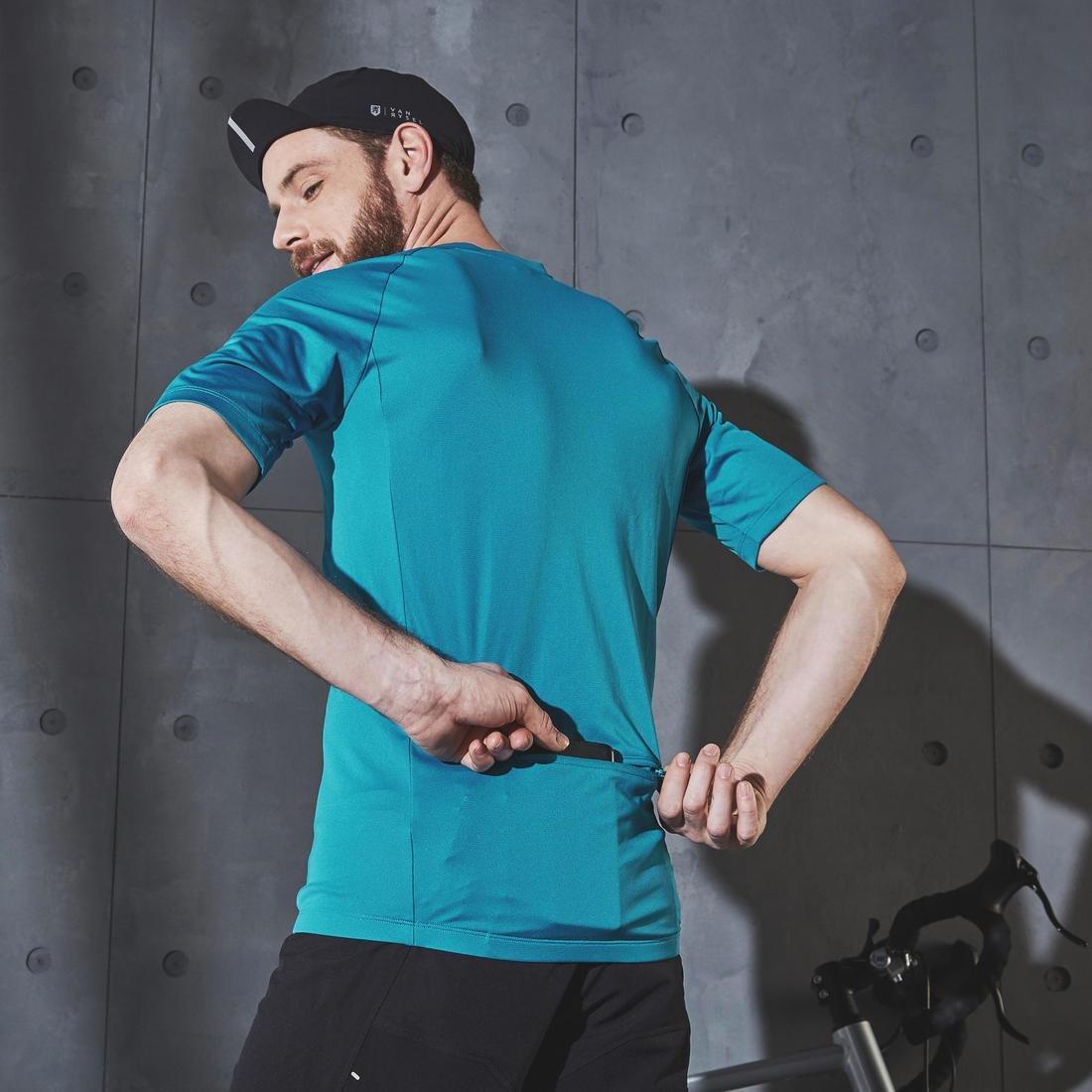Large  Men's Road Cycling Short-Sleeved Jersey, Teal Blue, , large image number 6
