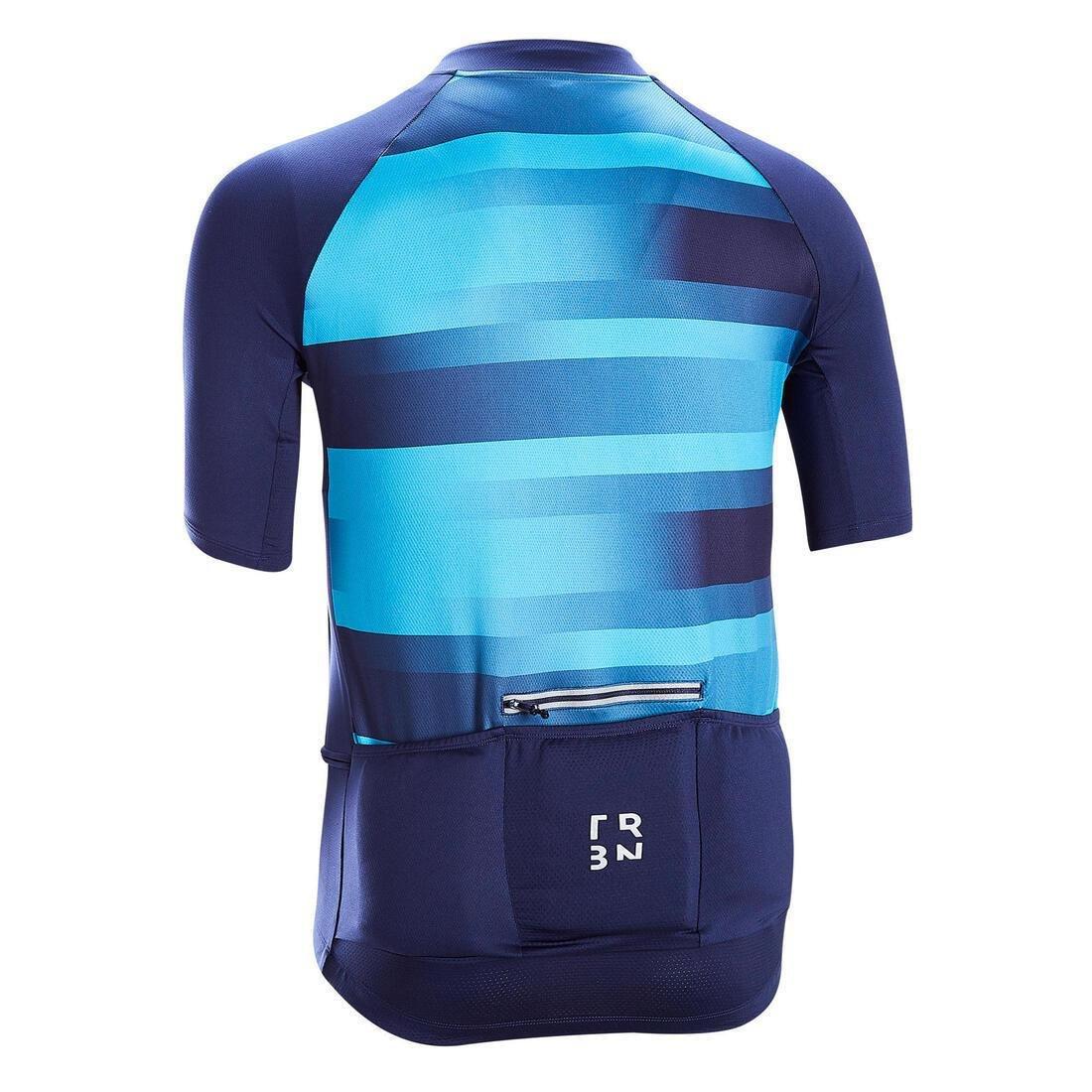 2XL  Men's Short-Sleeved Summer Cycling Jersey - Stripes, Navy Blue, , large image number 1