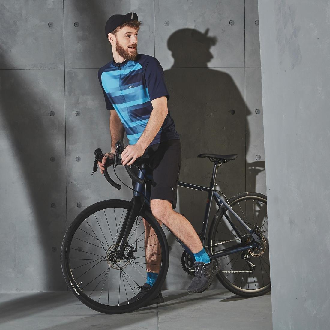 2XL  Men's Short-Sleeved Summer Cycling Jersey - Stripes, Navy Blue, , large image number 6
