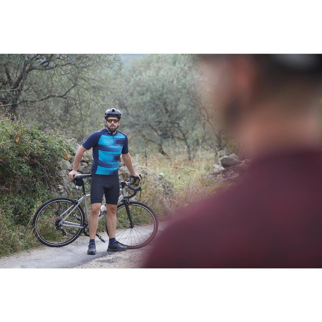 2XL  Men's Short-Sleeved Summer Cycling Jersey - Stripes, Navy Blue, , large image number 7