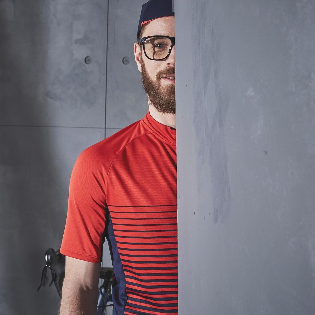 Small  Men's Short-Sleeved Warm Weather Road Cycling Jersey RC100, Navy Blue, No Color, large image number 14