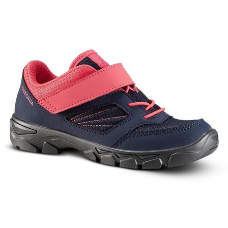 QUECHUA - EU 28 Kids' Hiking Shoes With Rip-Tab MH100 From Jr Size 7 To Adult Size 2, Strawberry Pink