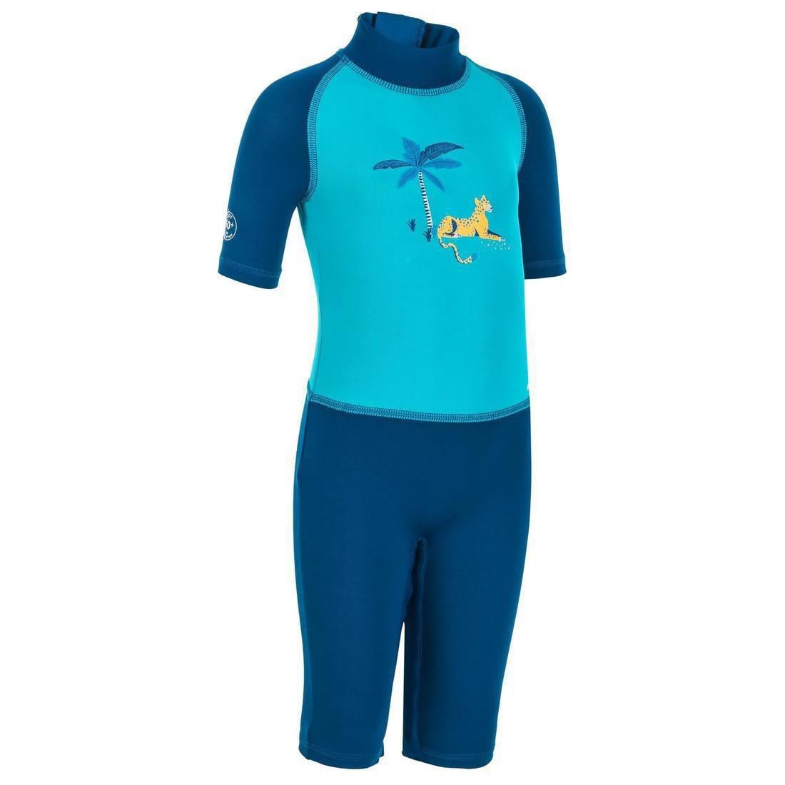 Kids Short-Sleeve Uv-Protection Swimming Suit, Blue, , large image number 0