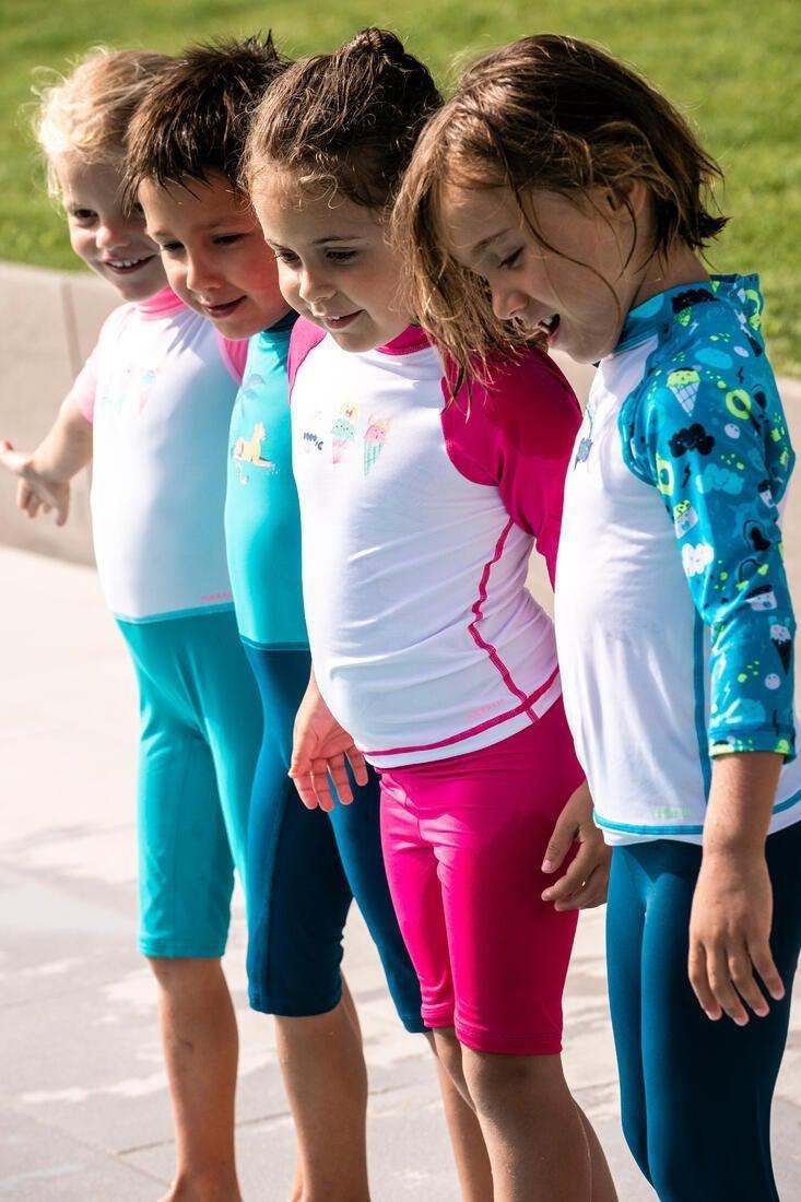 Kids Short-Sleeve Uv-Protection Swimming Suit, Blue, , large image number 5