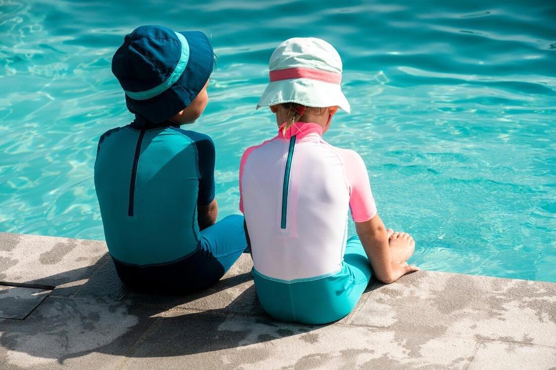 Kids Short-Sleeve Uv-Protection Swimming Suit, Blue, , large image number 8