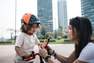 BTWIN - قفازات ركوب الدراجات دون أصابع للأطفال - طبعة أميرة، برتقالي، من سن 4-5 سنوات